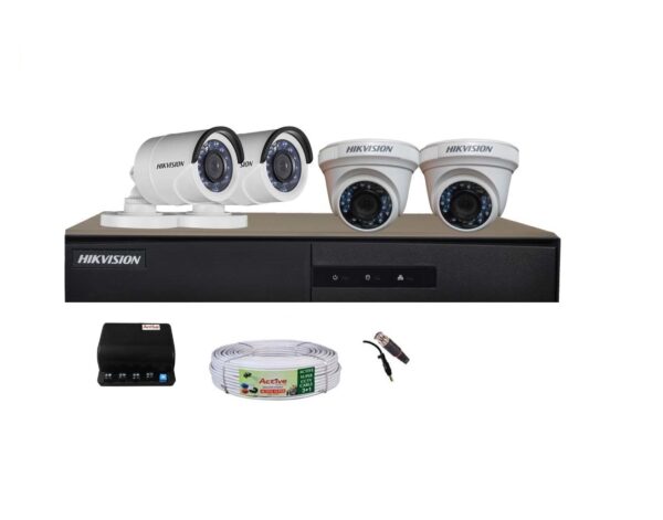 Hikvision Full HD (2MP) 4 CCTV Camera & 4Ch.Full HD DVR Kit (All Accessories)